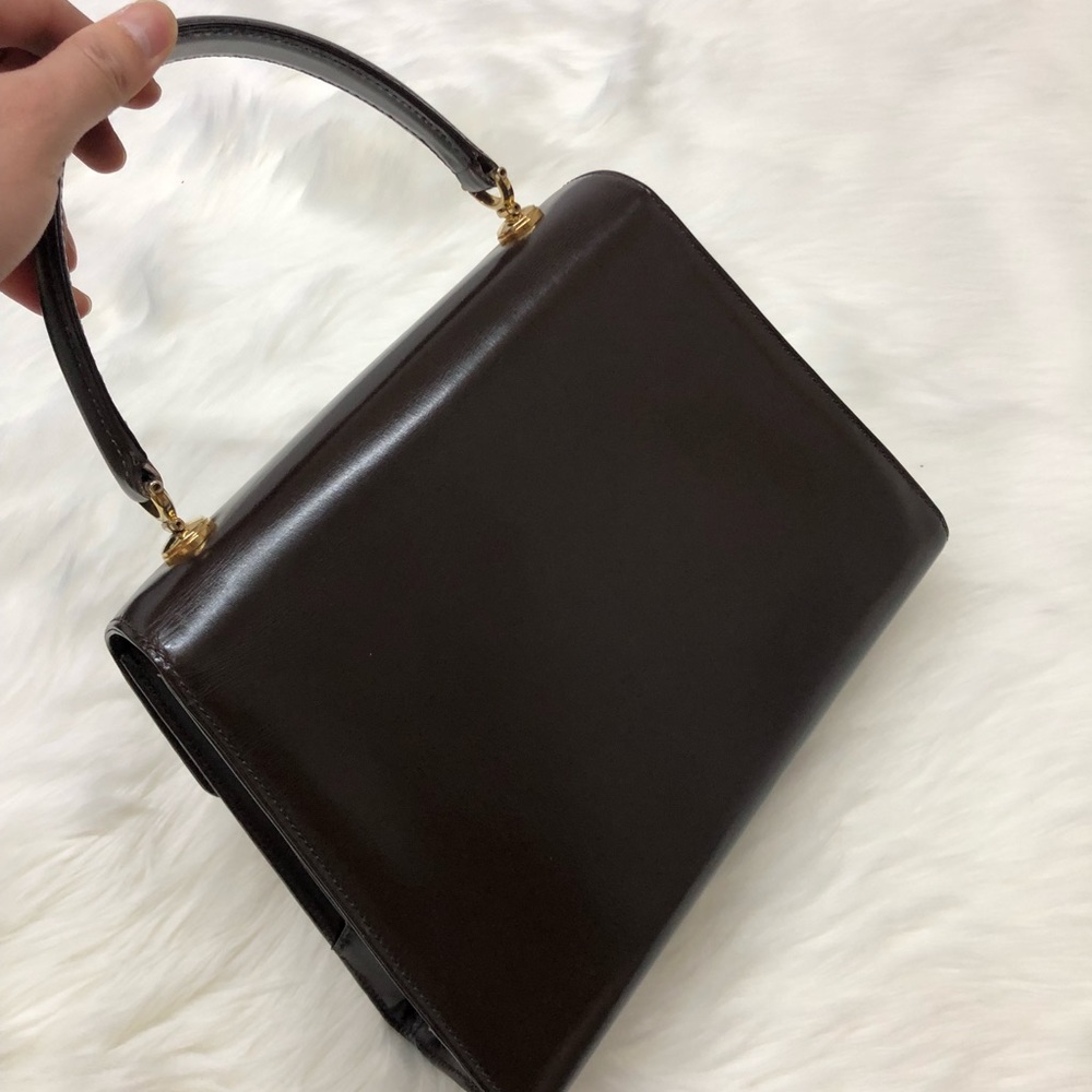 Gucci brown leather box handbag with Opal stone - Picture 6 of 10